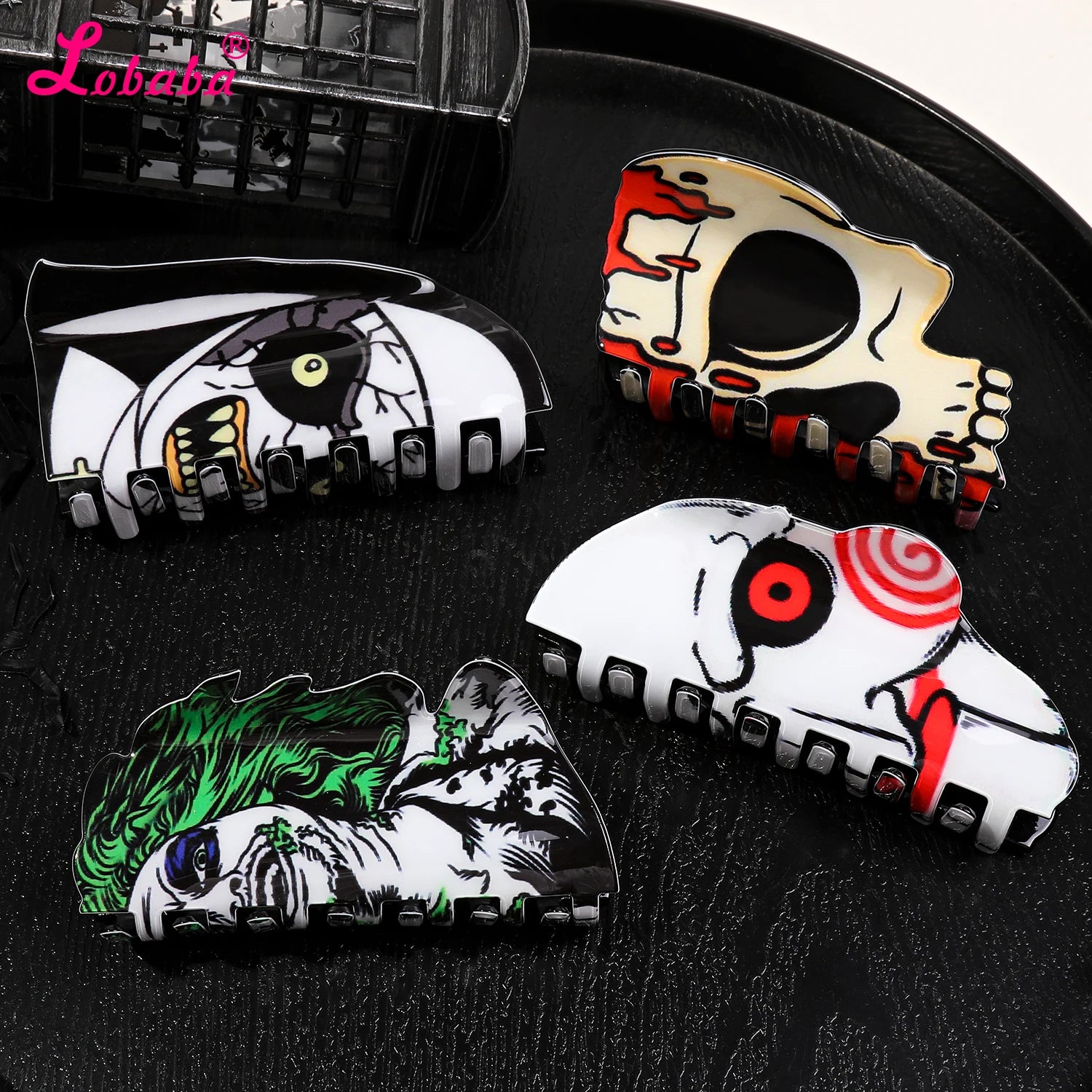 1Pcs Big Halloween Cartoon Horror Hair Claws for Women,Banana Clips for Thick Thin Hair Punk Y2K Style,Strong Hold jaw clips